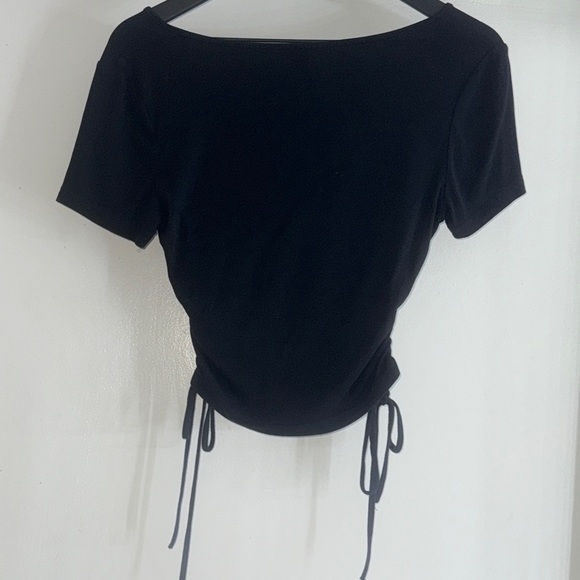 2/$15 SHEIN Black Wrap Blouse with Tie Details - Picture 4 of 4